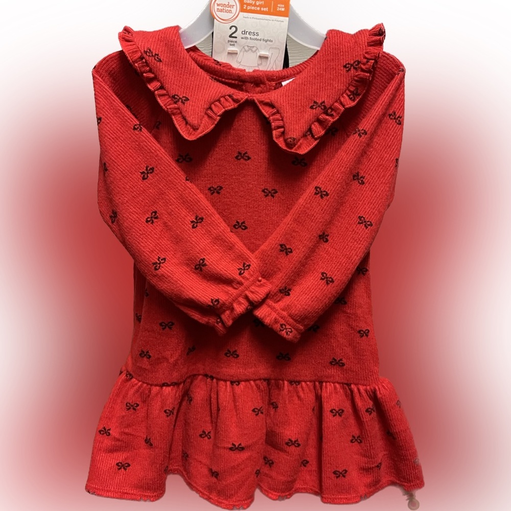 NWT 🥰 Dress & Footed Tights • 2 Piece Set🥰 Size 24M